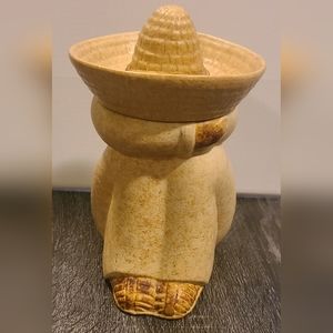 Vintage Pottery Craft Jar Stoneware Siesta Time Sombrero Figurine 7x5x4 Inches